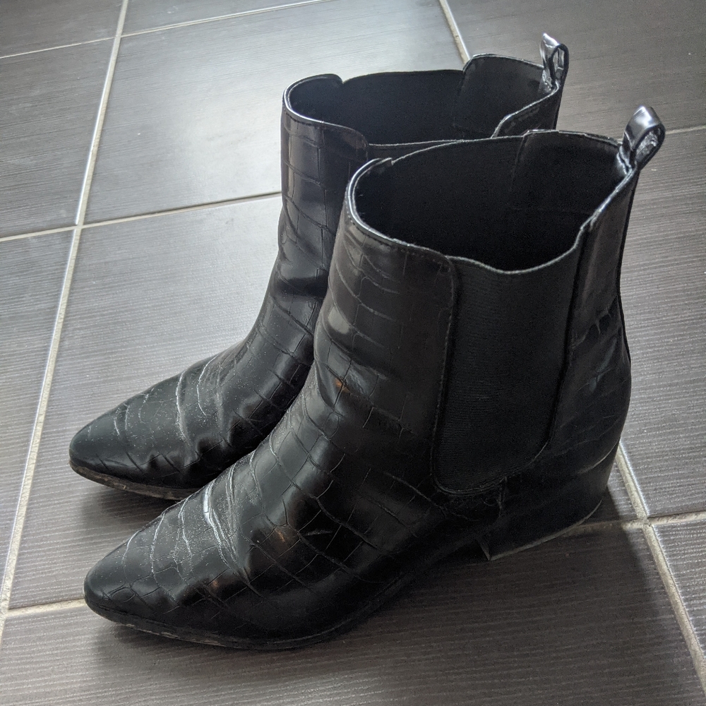 Faux Alligator Skin Booties